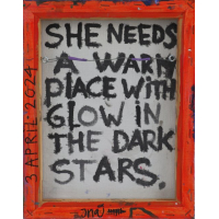 mixed media collage 'innerlijke tevredenheid' 